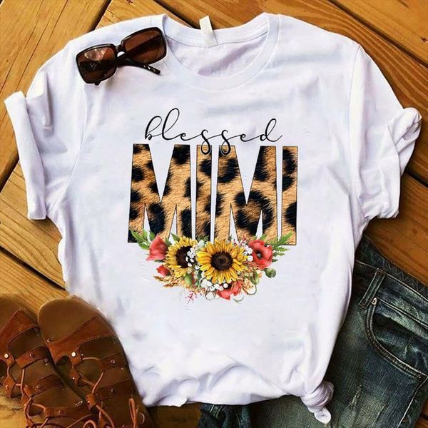 

women lady t shirt mom life life flower printed tshirt ladies tee shirt women female clothes graphic t-shirt, White
