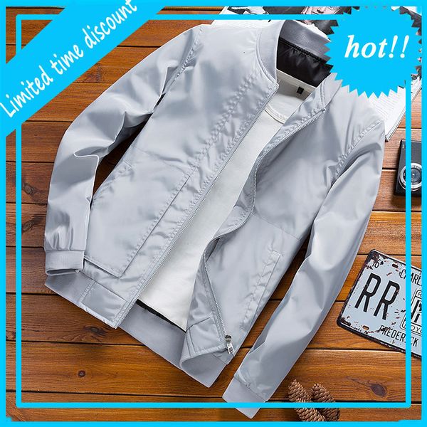 

men's bomber zipper jacket fashion male streetwear hip hop slim fit pilot coats men outwear baseball jackets clothing, Black;gray