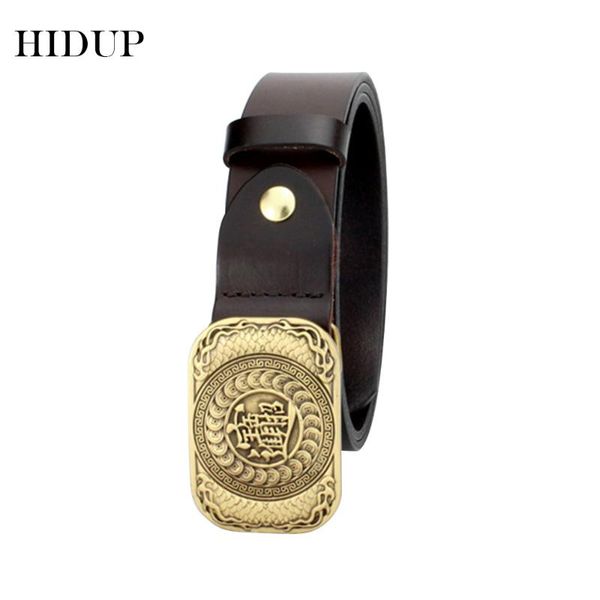 

hidup solid cow cowskin leather belt chinese bao rich word brass buckle metal belts men clothing accessories nwwj140, Black;brown