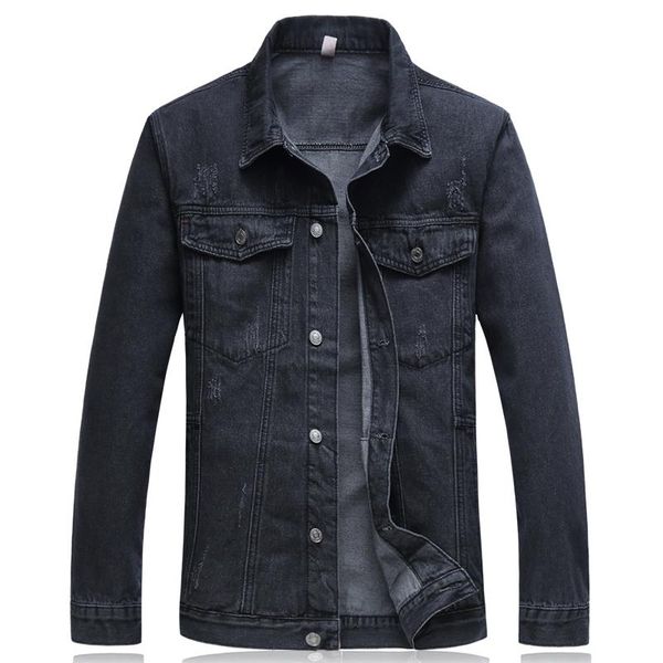 

men's jackets cotton fashion spring and autumn models large size 6xl denim jacket quality casual dark washed lapel coats z90, Black;brown