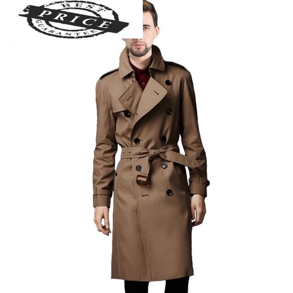 

men's trench coats men coat business holyester windbreakers solid color long fashion autumn jackets s-6xl 29229, Tan;black