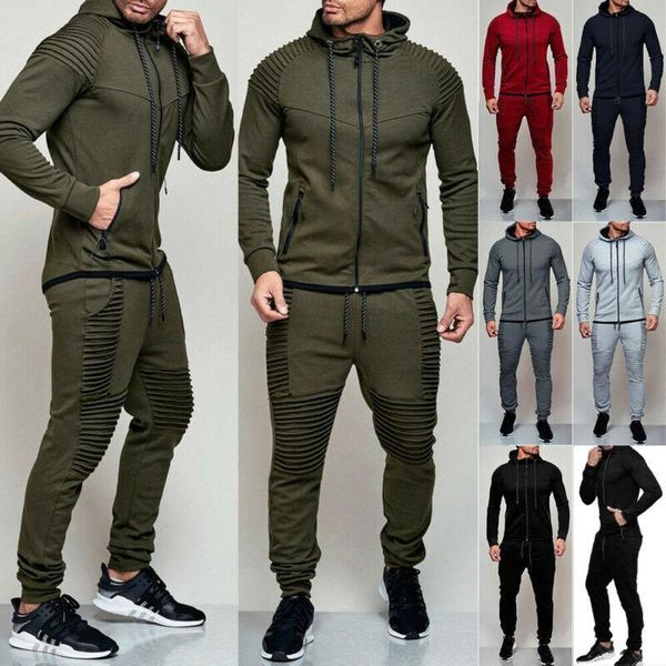 

men's fleece hoodie tracksuit slim fit hooded autumn winter warm fitness gym solid color zipper cardigan, Gray