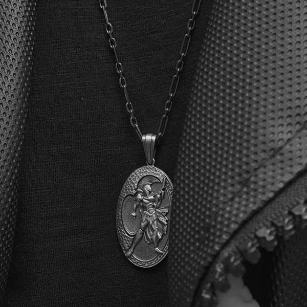 

chain spartan sweater gladiator wind warrior tag necklace men's accessories, Silver
