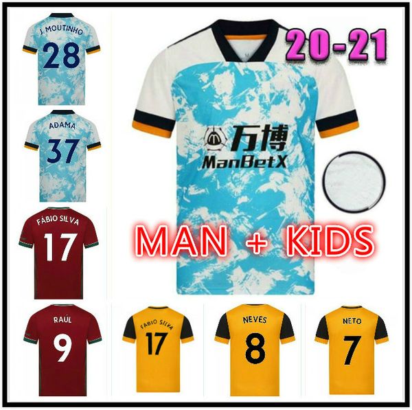 

2021 wolves soccer jerseys semedo raul neto 20 21 wanderers j.otto podence football shirts adama mens kids kits uniforms, Black;yellow