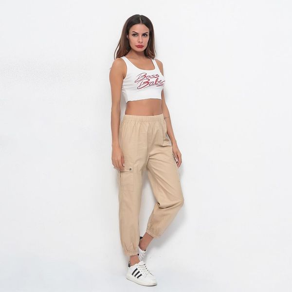 

casual drawstring pocket stitching overalls, Black;white