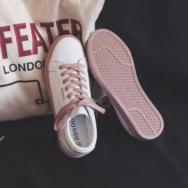 

shoes woman 2020 spring new flat leather sneakers female solid color student platform shoes casual low-flats women shoes #mm32