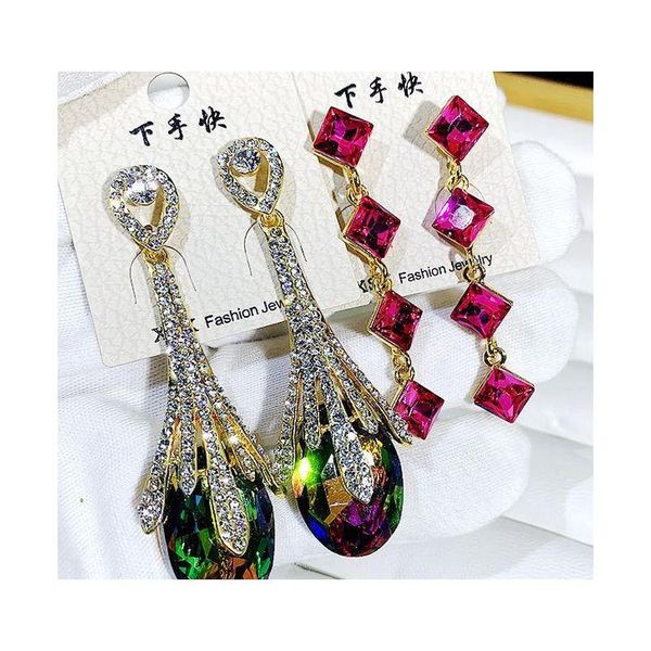 

silver fringe earrings big tassel long crystal dangle hoop drop mix different earrings quilling austrian crystal weddi wmtrgn hat7890