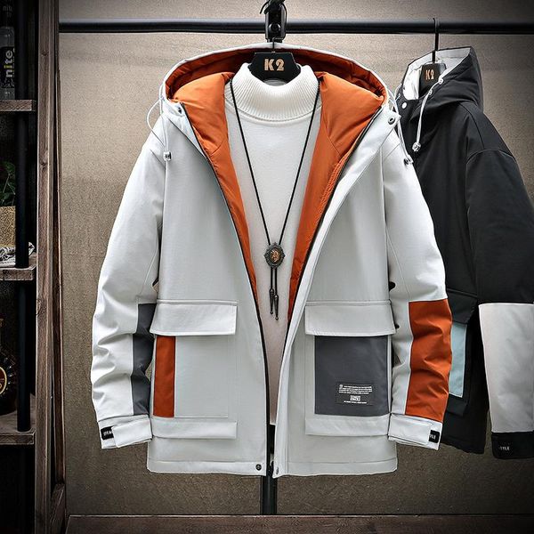 

men's down & parkas 2021winter arrival korean thickened warmth plus size loose wild casual white duck men jacket, Black
