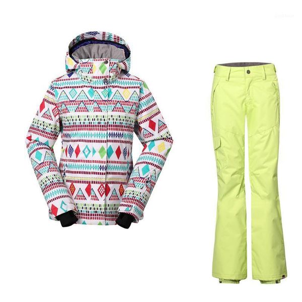

skiing jackets thicken pants waterproof windproof breathable female ski suit gsou snow women's suits winter thermal warmth snowboard ja