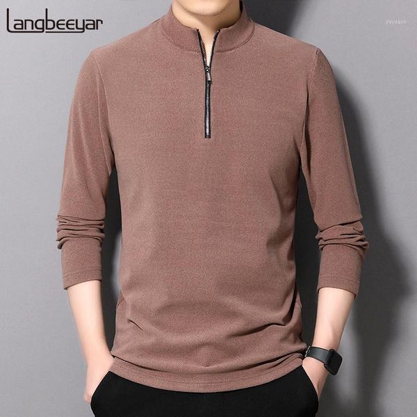 

2020 thick warm bottoming shirt half zip pullover new fashion t shirts for men trends long sleeve tshirts men clothes1, White;black