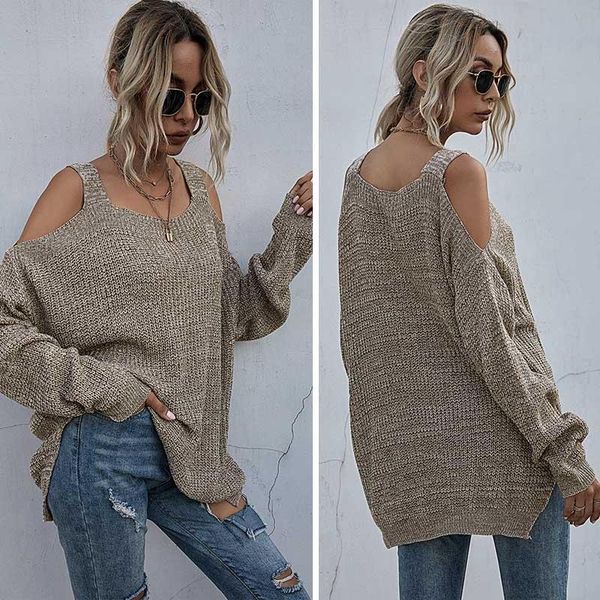 

women's sweaters women off shoulder batwing sleeve loose oversized pullover knit casual solid khaki, White;black