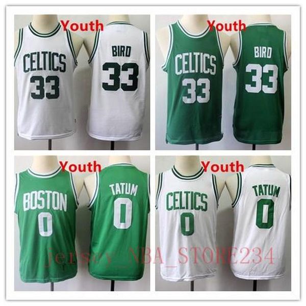 

kids retro city jersey edition vancouver boston celtics 0 jayson tatum 33 larry bird basketball jerseys green, Black;red
