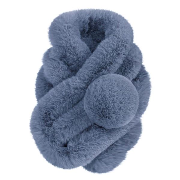 

scarves women winter warm scarf faux fur collar thicken imitation grass plush hairy soft snood female neckerchief a40, Blue;gray