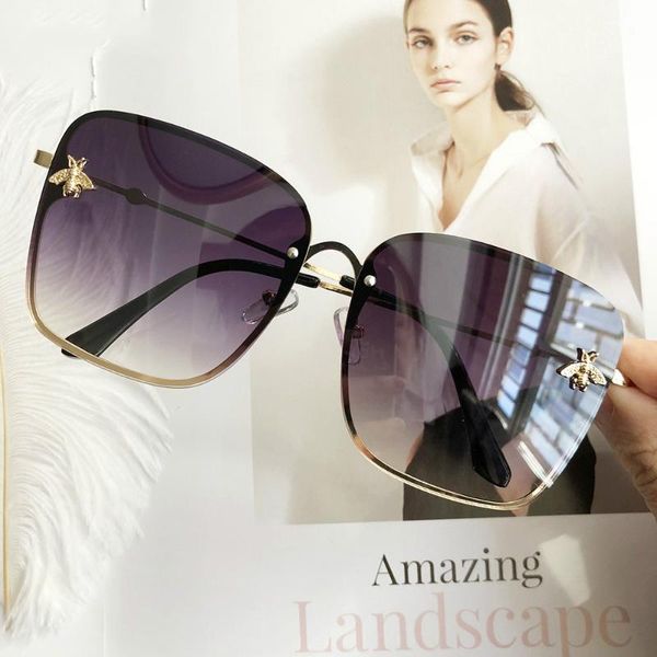

sunglasses 2021 women oculos cute bee design mirror female sun glasses square feminino zonnebril dames gafas, White;black