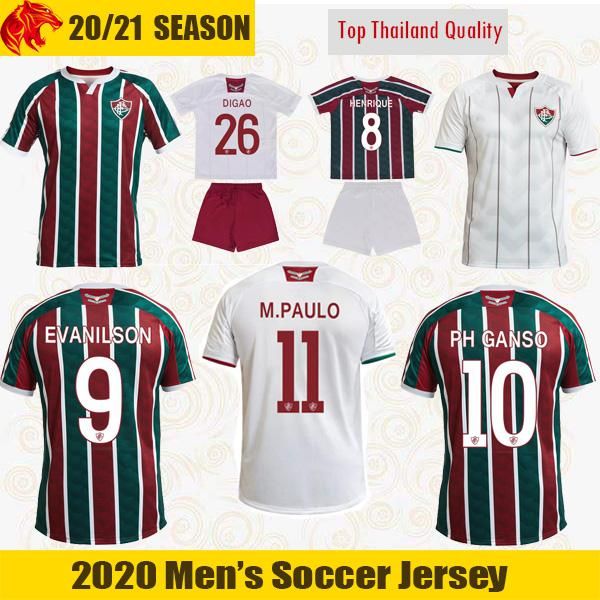 

20 21 фломинированные футболки футбола evanilson nene 2020 2021 digao m.paulo ph ganso футбольная рубашка фред мигель мужской джерси детский, Black;yellow
