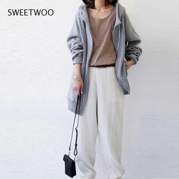

gym clothing 2021 women's sports loose hoodie fall/winter zipper long casual skateboard, White;black