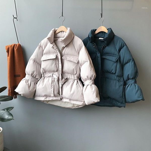 

2019 winter thickening cotton-padded clothes woman fashion solid color high collar belted parka coat keep warm wadded jacket1, Black