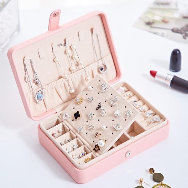 

jewelry storage box display for ring holder earring organizer necklace casket wedding, Pink;blue