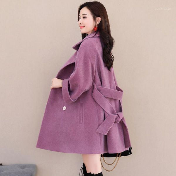 

women's wool & blends 2021 autumn and winter style women's cloak mao coat, long korean character, woolen coat tide.1, Black