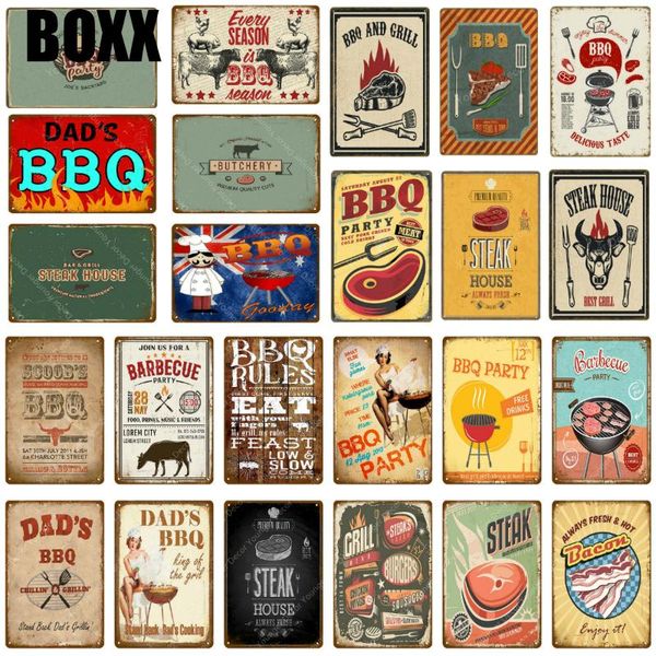 

dad's bbq party drinks metal signs antique pub l steak house decor barbecue grill retro wall painting plaque