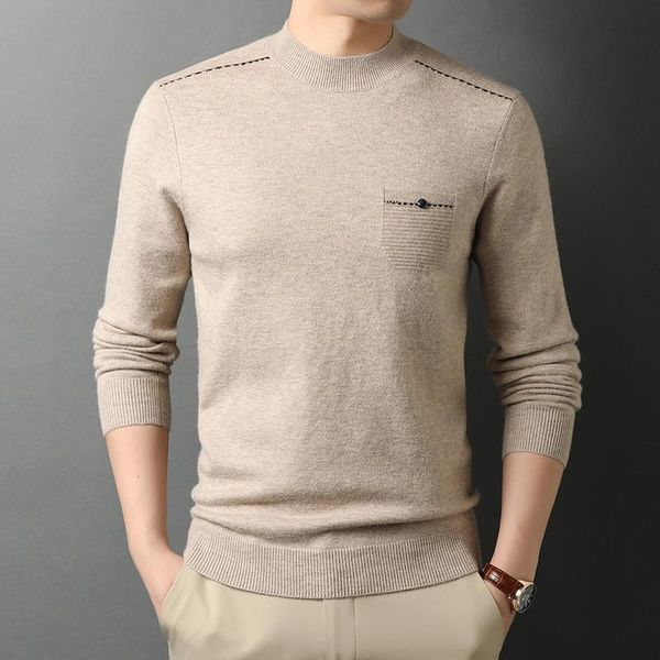 

men's sweaters men sweater pullovers 2021 autumn winter half turtleneck fashion man knitted warm, White;black