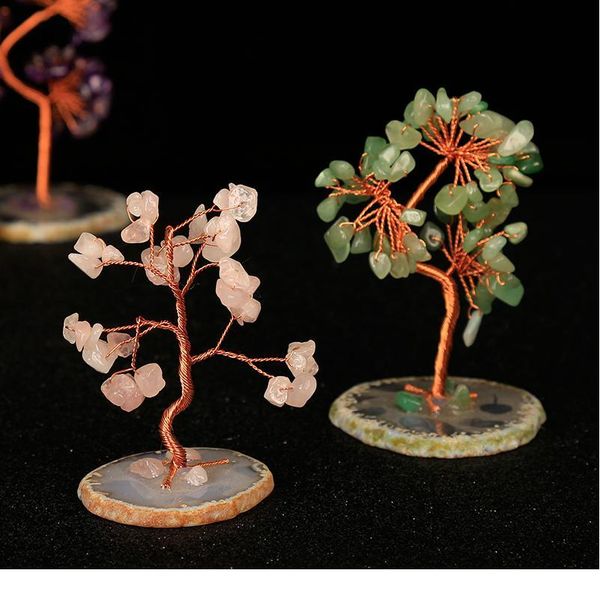 

1pc natural crystal fluorspar gravel tree copper wire winding home mineral nordic shelf home decoracion hogar mode qylmpf, Black