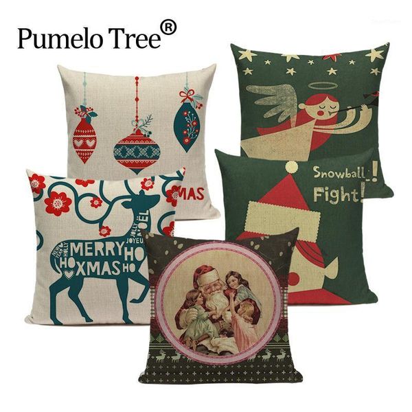 

luxury christmas cushion covers linen car home dorm decoration square one side print pillow cover dropshipping throw pillows1