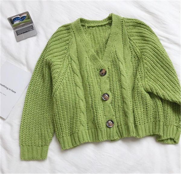 

2021 korean style knitted sweater solid cardigans women long sleeve single breaster female cardigan solid sweaters sueter mujer pz3317, White;black