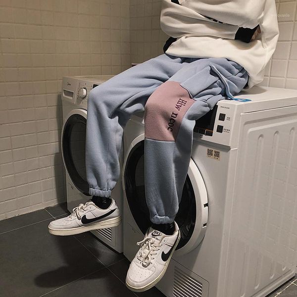 

men's thickening velvet male cotton casual pants in warm cargo pocket pants trousers active elastic hip hop joggers sweatpants1, Black