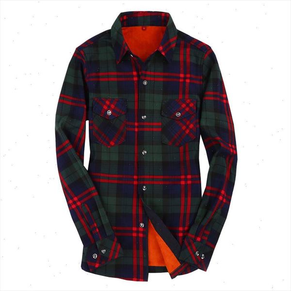 

4xl velvet warm womens plaid shirt female long sleeve plus size winter pockets check blouse blusas femininas chemise femme, White