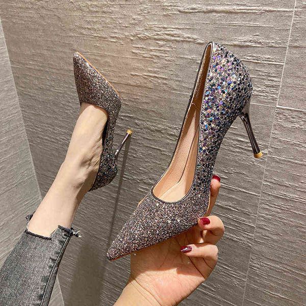 

dress shoes high heels thin single versatile bridal wedding dinner women's shoes 2022, Black