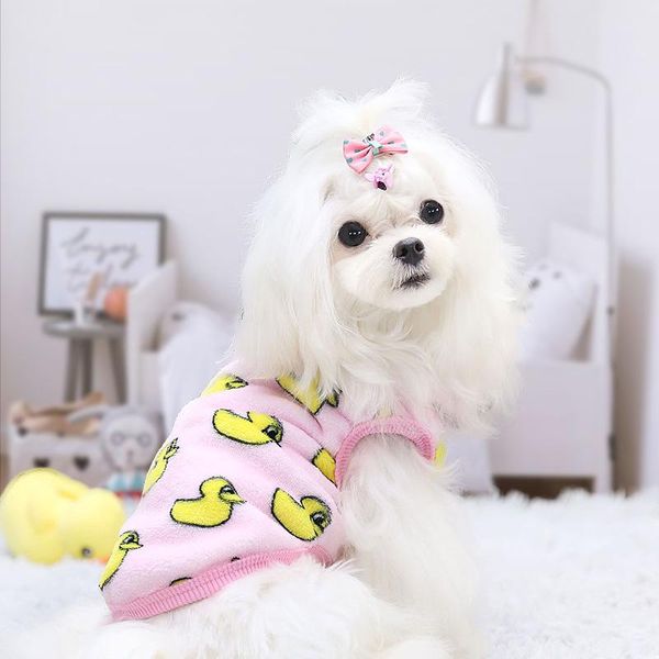 

cartoon dog clothes animal pattern clothing for dogs vest small super pet outfits autumn winter duck print pink ropa para perro