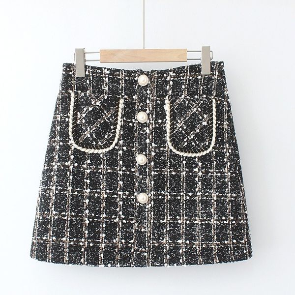 

l-4xl more women's to-line short skirts big size elegant winter 9ynq, Black