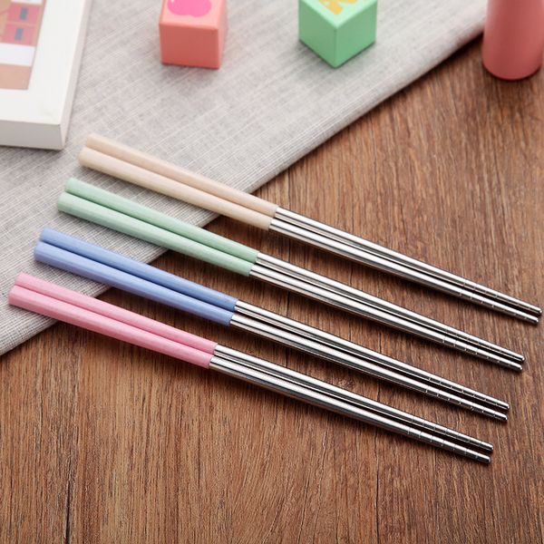 

wheat stainless steel chopsticks travel portable student chopstick non slip tableware with different colors 1 8ld j1