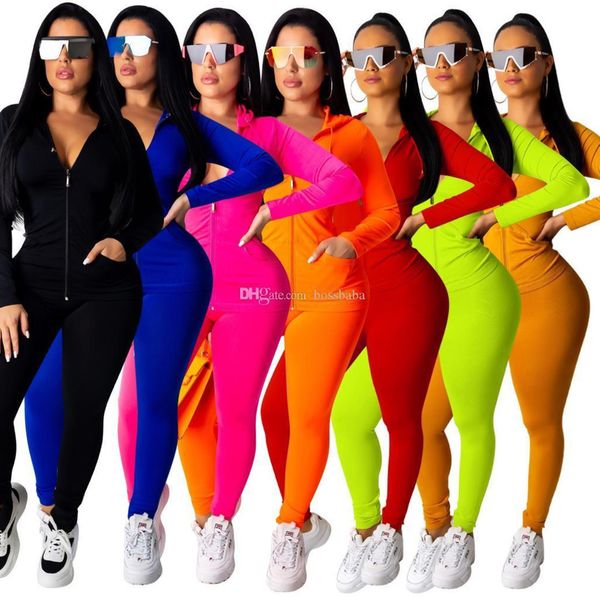 

women tracksuit two pieces set long sleeve outfits zipper cardigan plus size sportswear joggers street clothes s-2xl p996, Gray