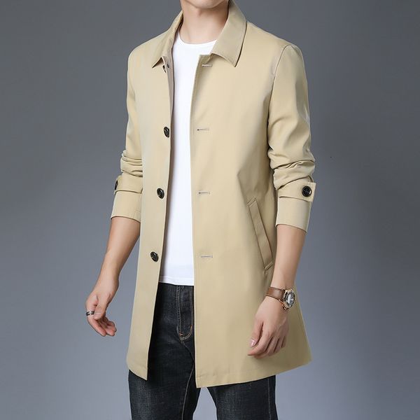 

autumn new windbreaker young and middle aged casual lapel cardigan korean men's coat, Tan;black