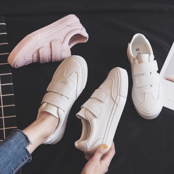 

women sneakers spring new fashion leather shoes women solid color flats female casual platform white shoes women's sneaker 201202, Black