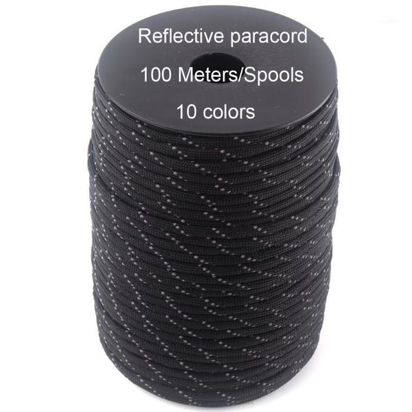 Emergência ao ar livre reflexivo Paracord 550 pára-quedas 7 núcleos 4mm corda camping salvamento de resgate