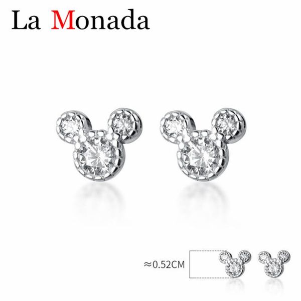 

stud 100% 925 sterling silver cute mini small 5mmx5mm dazzling mouse earrings for girl daughter baby rat animal jewelry, Golden;silver