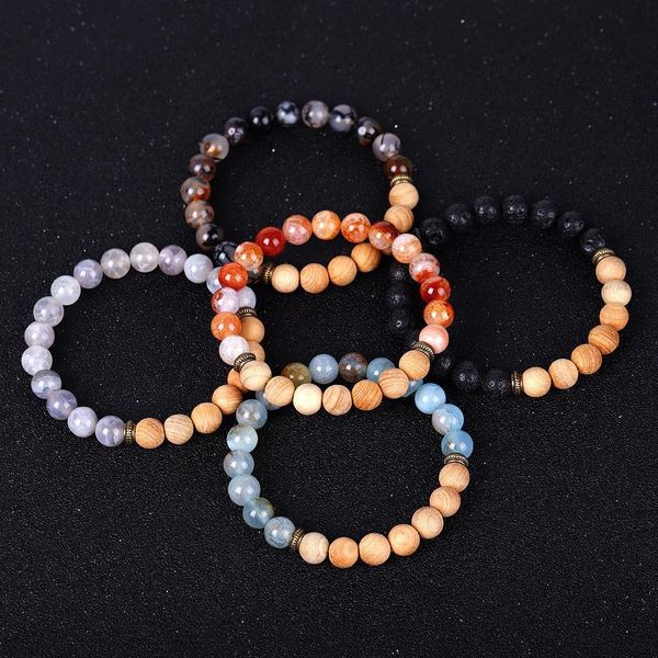 

beads ice oil crack essential stone diffuser wooden bracelet balance yoga friendships strand jewelry for women men, Black