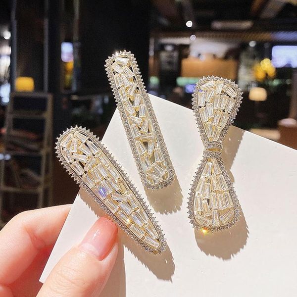 

hair accessories rhinestone fashion women diamond clip styling rectangular water drop shape bowknot hairpins for girl