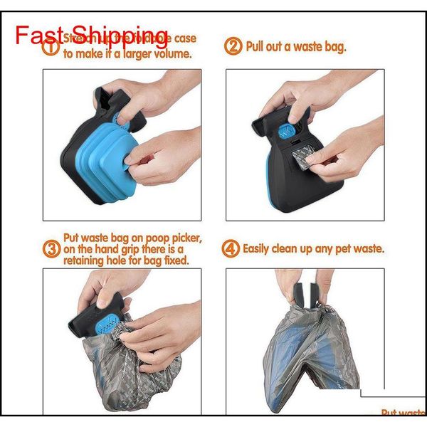 

dog pet travel foldable pooper scooper with 1 roll decomposable bags poop scoop clean pick up excreta cle qylkej bdesports