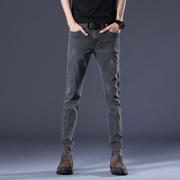 

men's pants 2021 autumn and winter jeans casual trousers loose slim fit corduroy nine-point, Black
