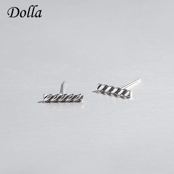 

stud dolla korean fashion 925 pure silver twisted small earrings for women jewelry luxury anti allergy ed-003, Golden;silver