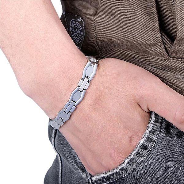 

win-b chain bracelets men stainless steel bracelet biker bicycle motorcycle bangles punk titanium jewelry trendy 2020, Black