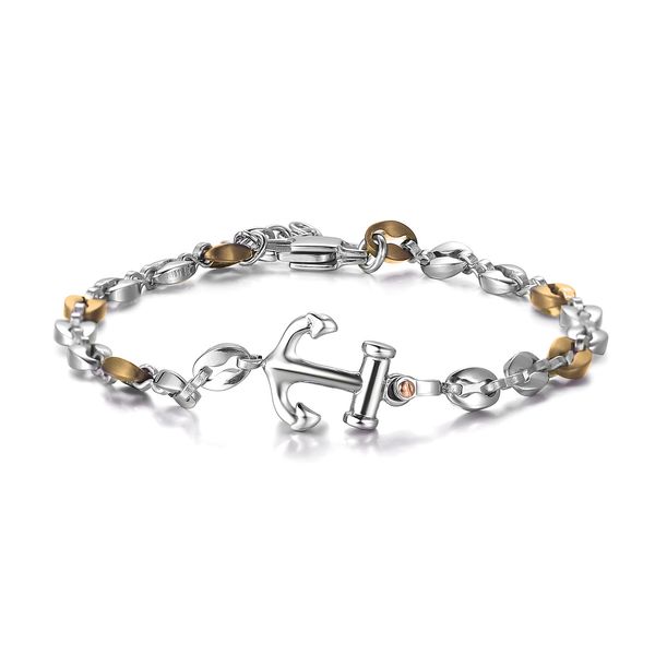 

cross-border explosion models creative new anchor titanium couple bracelet european and american fashion stainless steel, Black