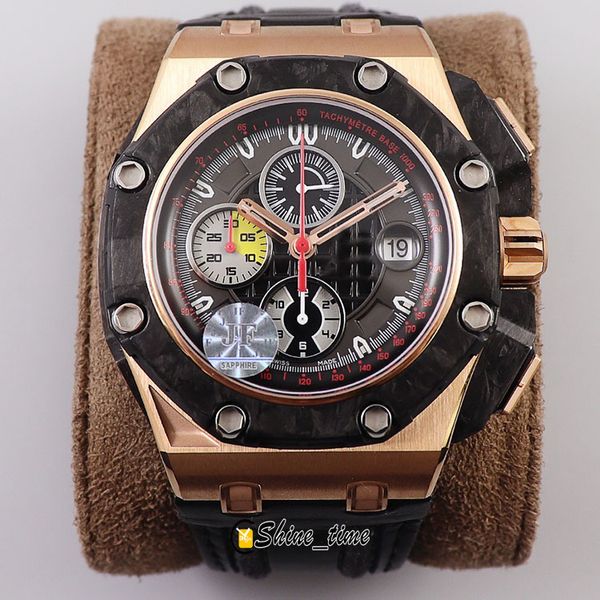 

jf v2 1:1 quality multifunction dial forged carbon case rose gold bezel 26406fr.oo.a002ca.01 cal.3126 chronograph automatic mens watch, Slivery;brown