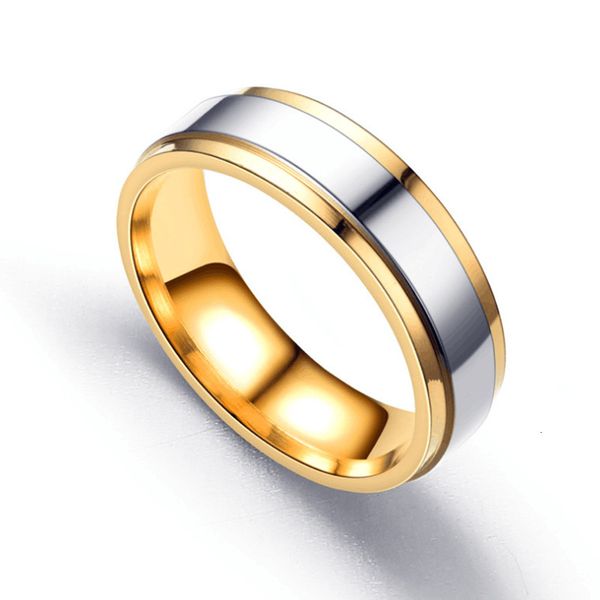 

hand jewelry fashion smooth room gold stainless titanium steel couple ring, Silver