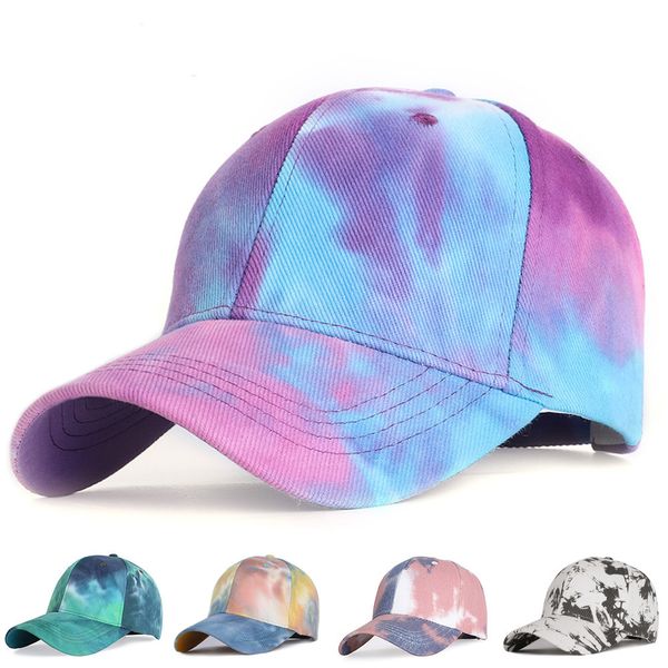 

2020 new fashion tie-dye baseball cap spring men women trend lovers colorful snapback hat outdoor adjustable sun graffiti bone, Blue;gray