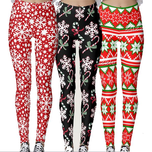 

christmas leggings 3d pencil pants snowflake elk tights women print foot pants elastic jeggings stretch skinny slim jeggings 01-33, Blue